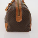 CELINE Macadam Canvas Boston Bag PVC Leather Brown Gold Auth BA15139-3