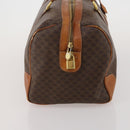 CELINE Macadam Canvas Boston Bag PVC Leather Brown Gold Auth BA15139-4