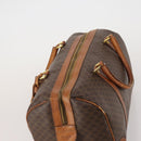 CELINE Macadam Canvas Boston Bag PVC Leather Brown Gold Auth BA15139-6