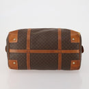 CELINE Macadam Canvas Boston Bag PVC Leather Brown Gold Auth BA15139-5