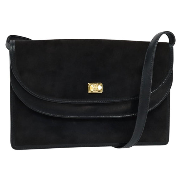 CELINE Shoulder Bag Suede Navy Auth BA1514