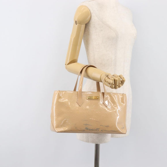 LOUIS VUITTON Monogram Vernis Wilshire PM Rose Flow lantern M91642 Auth BA15141