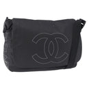 CHANEL Sports Line Shoulder Bag PVC Canvas Black Silver CC Auth BA15143-1