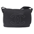 CHANEL Sports Line Shoulder Bag PVC Canvas Black Silver CC Auth BA15143-13