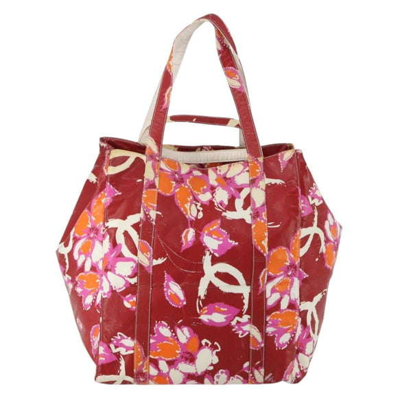 CHANEL High Summer Line Tote Bag PVC Canvas Red CC Auth BA15144
