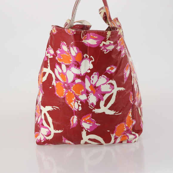 CHANEL High Summer Line Tote Bag PVC Canvas Red CC Auth BA15144