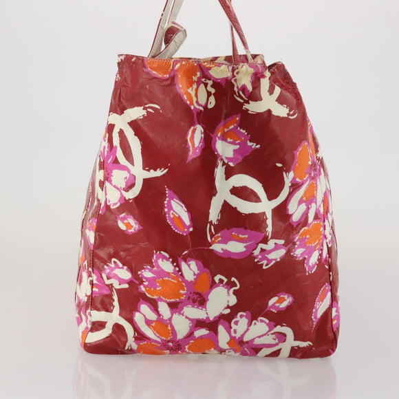CHANEL High Summer Line Tote Bag PVC Canvas Red CC Auth BA15144