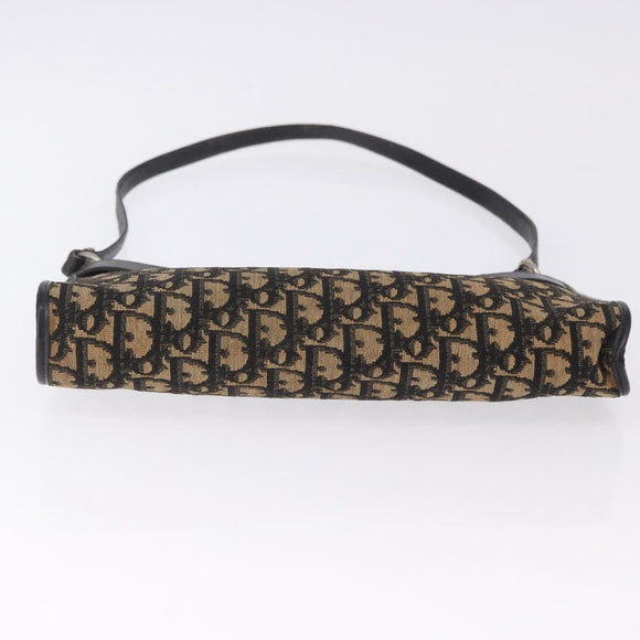 Christian Dior Trotter Canvas Shoulder Bag Navy Gold Auth BA15147