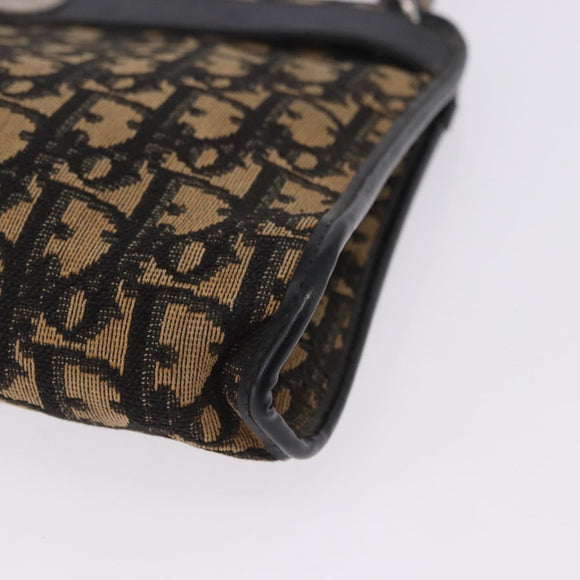 Christian Dior Trotter Canvas Shoulder Bag Navy Gold Auth BA15147