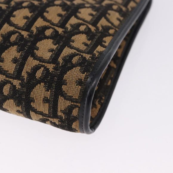 Christian Dior Trotter Canvas Shoulder Bag Navy Gold Auth BA15147