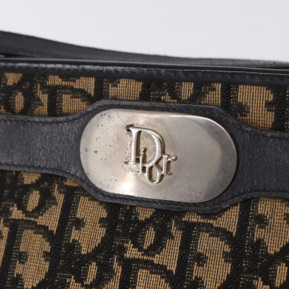 Christian Dior Trotter Canvas Shoulder Bag Navy Gold Auth BA15147