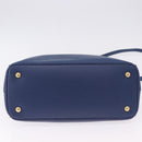 PRADA Hand Bag Safiano Leather 2way Blue Gold Auth BA15150V-5