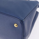 PRADA Hand Bag Safiano Leather 2way Blue Gold Auth BA15150V-16