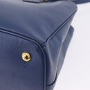 PRADA Hand Bag Safiano Leather 2way Blue Gold Auth BA15150V-18