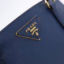 PRADA Hand Bag Safiano Leather 2way Blue Gold Auth BA15150V-20