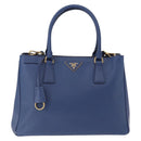 PRADA Hand Bag Safiano Leather 2way Blue Gold Auth BA15150V-13