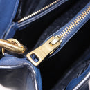 PRADA Hand Bag Safiano Leather 2way Blue Gold Auth BA15150V-29