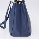 PRADA Hand Bag Safiano Leather 2way Blue Gold Auth BA15150V-3
