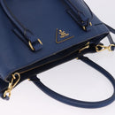 PRADA Hand Bag Safiano Leather 2way Blue Gold Auth BA15150V-6