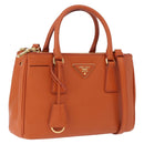 PRADA Hand Bag Safiano Leather 2way Orange Gold Auth BA15151-1