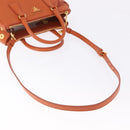 PRADA Hand Bag Safiano Leather 2way Orange Gold Auth BA15151-9