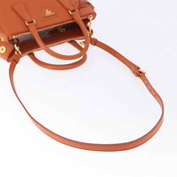 PRADA Hand Bag Safiano Leather 2way Orange Gold Auth BA15151