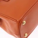 PRADA Hand Bag Safiano Leather 2way Orange Gold Auth BA15151-16