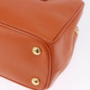 PRADA Hand Bag Safiano Leather 2way Orange Gold Auth BA15151-17