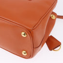 PRADA Hand Bag Safiano Leather 2way Orange Gold Auth BA15151-19