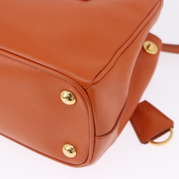 PRADA Hand Bag Safiano Leather 2way Orange Gold Auth BA15151