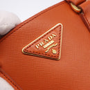 PRADA Hand Bag Safiano Leather 2way Orange Gold Auth BA15151-21