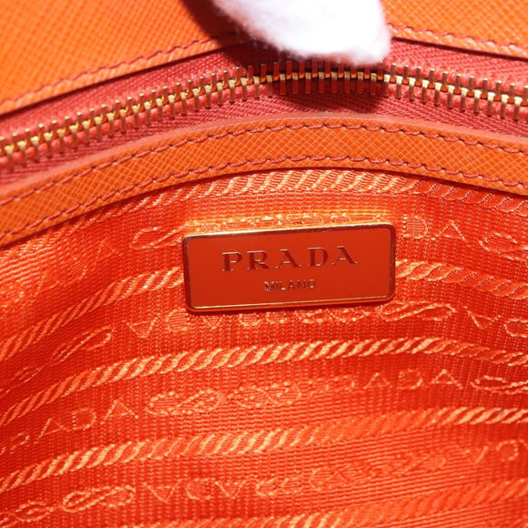 PRADA Hand Bag Safiano Leather 2way Orange Gold Auth BA15151