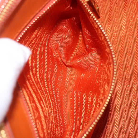 PRADA Hand Bag Safiano Leather 2way Orange Gold Auth BA15151