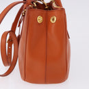 PRADA Hand Bag Safiano Leather 2way Orange Gold Auth BA15151-3