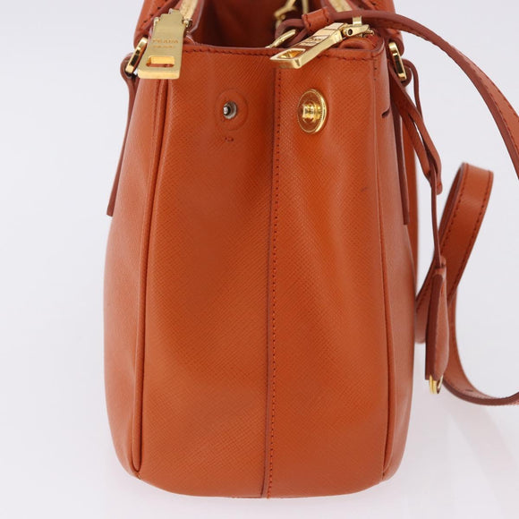 PRADA Hand Bag Safiano Leather 2way Orange Gold Auth BA15151