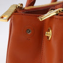 PRADA Hand Bag Safiano Leather 2way Orange Gold Auth BA15151-5