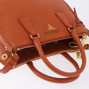 PRADA Hand Bag Safiano Leather 2way Orange Gold Auth BA15151-7