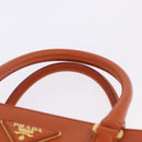 PRADA Hand Bag Safiano Leather 2way Orange Gold Auth BA15151-14