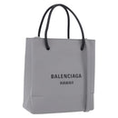 BALENCIAGA Shopping Tote Bag XXS Leather 2way Gray Silver 555140 Auth BA15153V-1