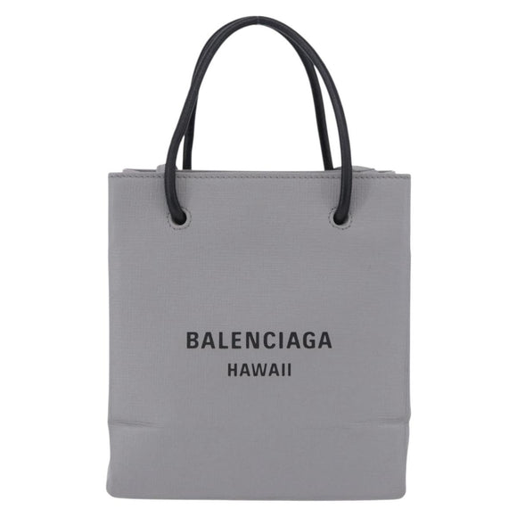 BALENCIAGA Shopping Tote Bag XXS Leather 2way Gray Silver 555140 Auth BA15153V