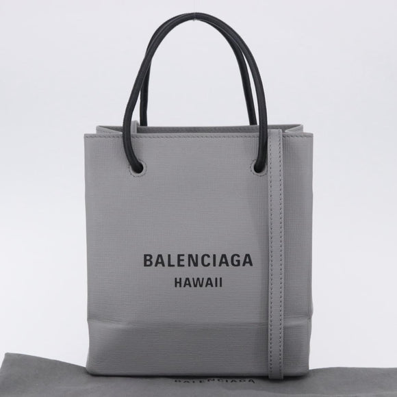 BALENCIAGA Shopping Tote Bag XXS Leather 2way Gray Silver 555140 Auth BA15153V
