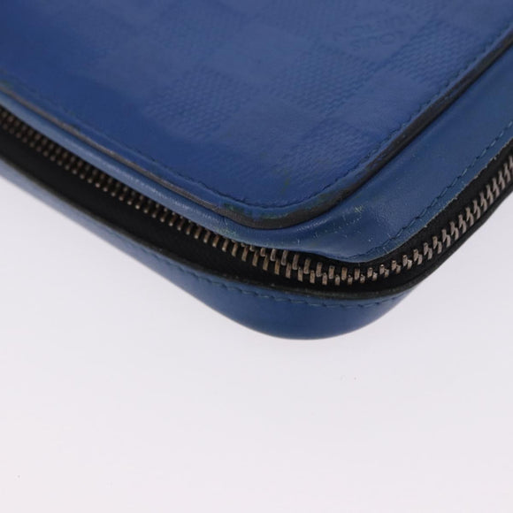 LOUIS VUITTON Damier Infini Zippy XL Travel Case Blue N60079 LV Auth BA15157