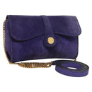 CELINE Chain Shoulder Bag Suede Purple Auth BA1516-1