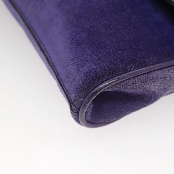 CELINE Chain Shoulder Bag Suede Purple Auth BA1516