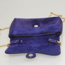 CELINE Chain Shoulder Bag Suede Purple Auth BA1516-9