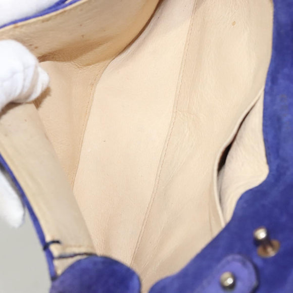 CELINE Chain Shoulder Bag Suede Purple Auth BA1516