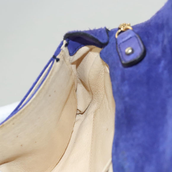 CELINE Chain Shoulder Bag Suede Purple Auth BA1516