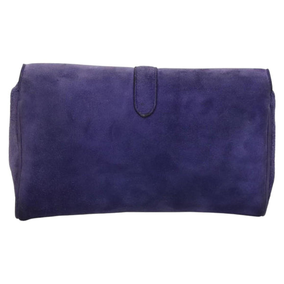 CELINE Chain Shoulder Bag Suede Purple Auth BA1516