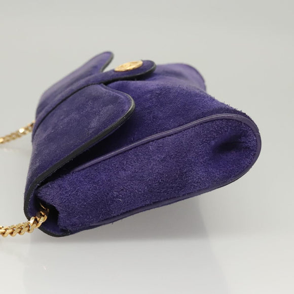 CELINE Chain Shoulder Bag Suede Purple Auth BA1516