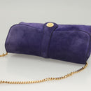 CELINE Chain Shoulder Bag Suede Purple Auth BA1516-6